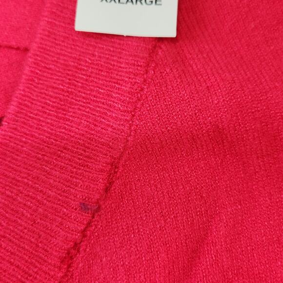 New York & Company Criss Cross V-Neck Pullover Sweater Size XXL Hot Pink Knit - Picture 9 of 10